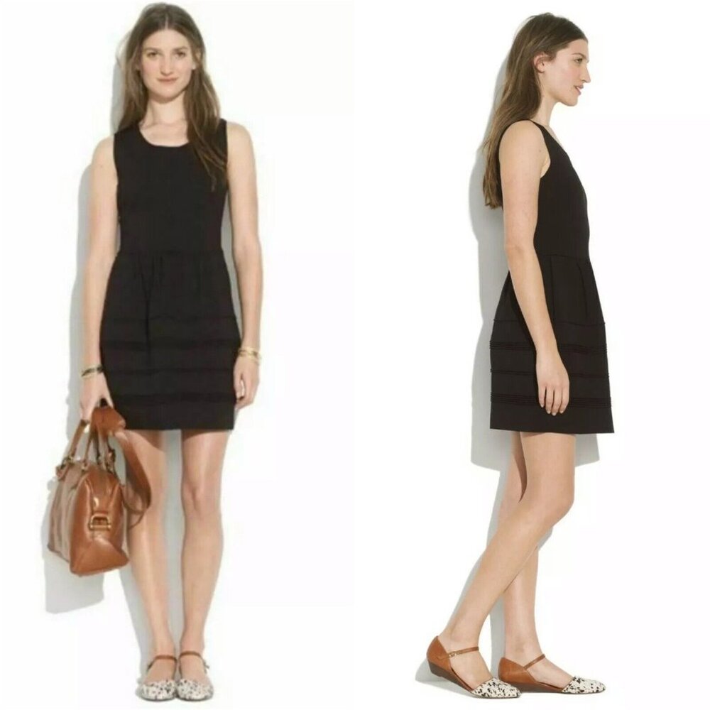 Madewell Dress Black Sleeveless Scuba Knit Stretch Telegraph